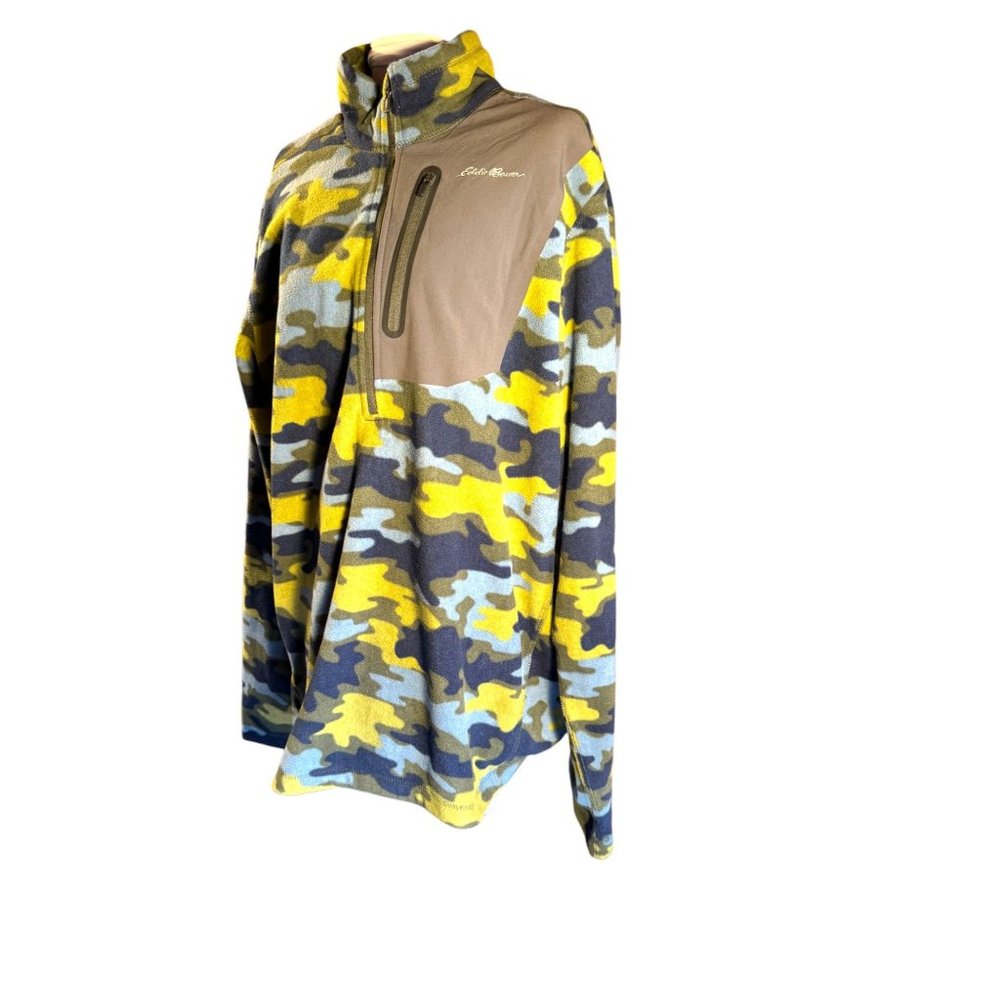 Eddie Baur 3/4 Zip Fleece Camouflage Shirt Men Size TL - Picture 3 of 8
